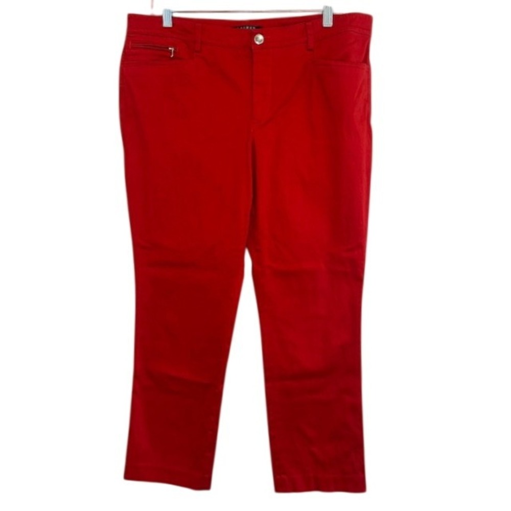 Lauren Ralph Lauren Women's Red Stretch Straight Leg Dress Pants 14 Career